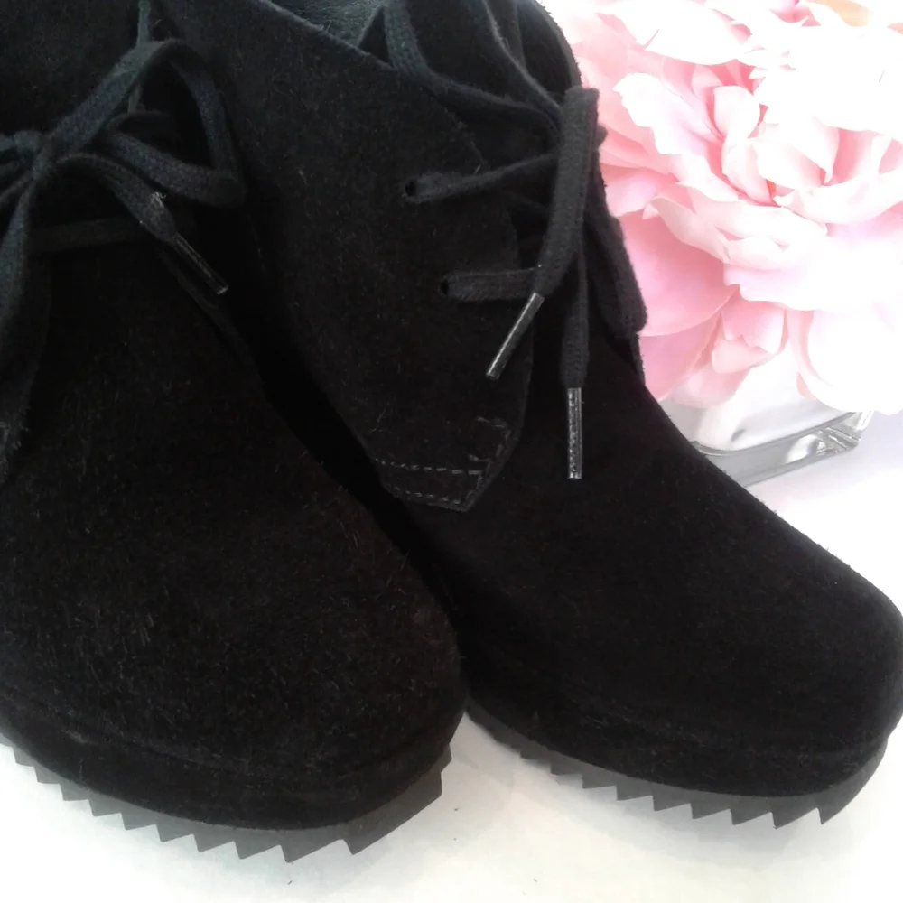 Pedro Garcia black suede leather wedge  boo